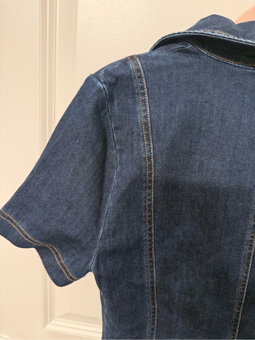 NWT Avec Les Filles Women’s Denim Collared Fit and Flare Mini Dress - Picture 10 of 16